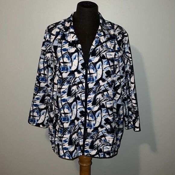 Christopher & Banks Womens Multicolor Abstract Full Zip Jacket - Picture 1 of 8